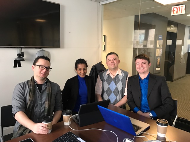 MPPGA students Zameena Dadani, Mitch Hulse, and Chad Rickaby with MPPGA Professor Dr. Yves Tiberghien at the V20 Summit