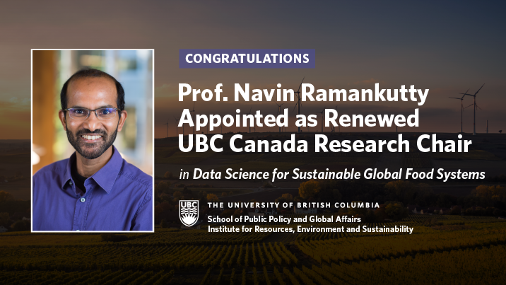 Prof. Navin Ramankutty appointed as renewed CRC