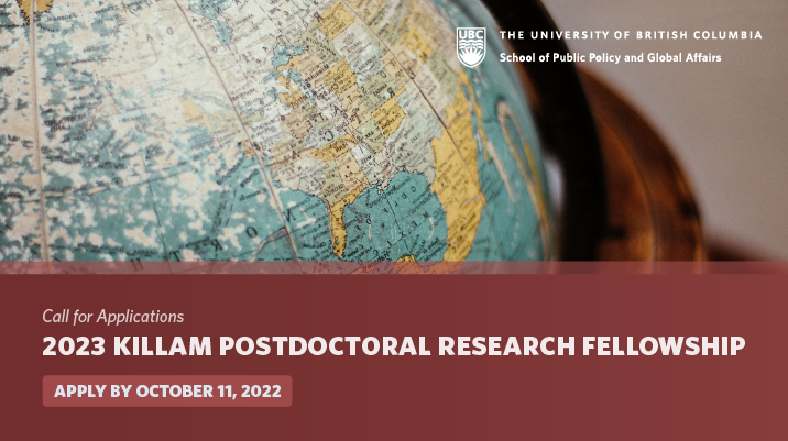 Promotional graphic for the 2023 Killam Postdoctoral Fellowship at UBC